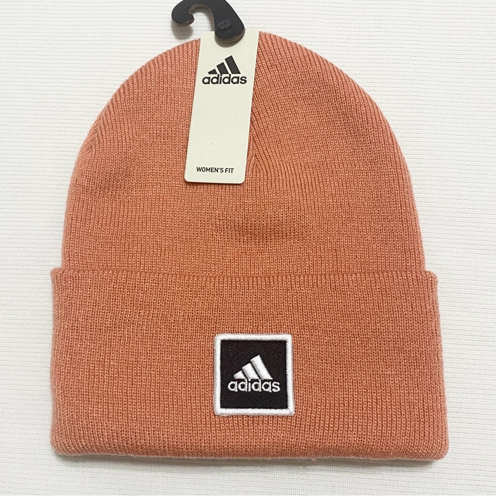Adidas Women’s Wide Cuff Fold Knit Beanie Hat Wonder Clay/Black
